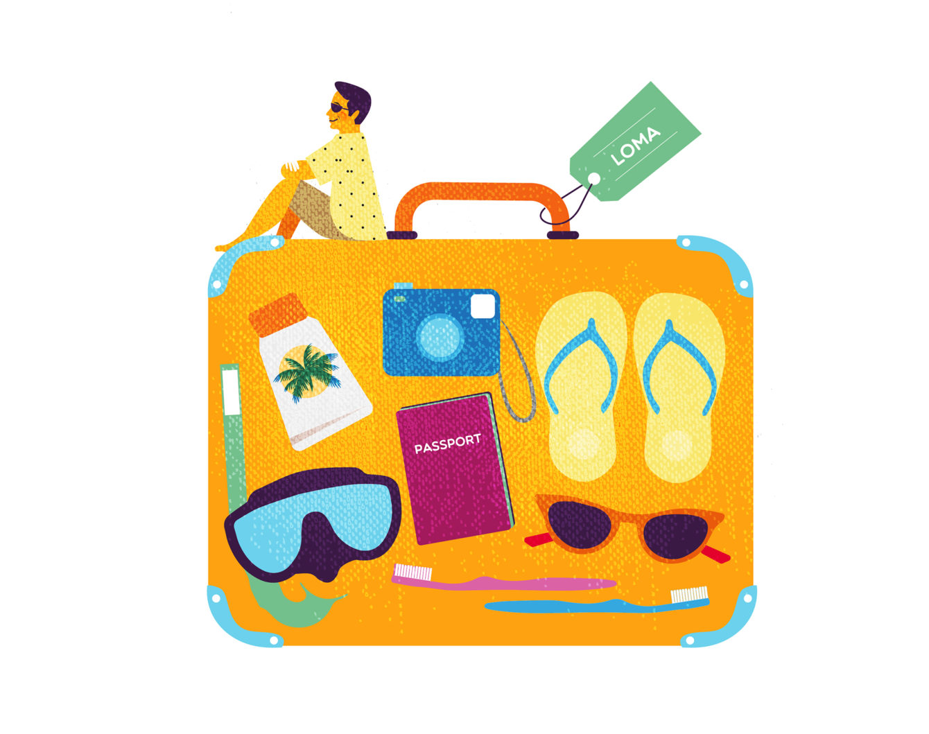 Illustration for summer holiday theme. How to get most of your holiday.